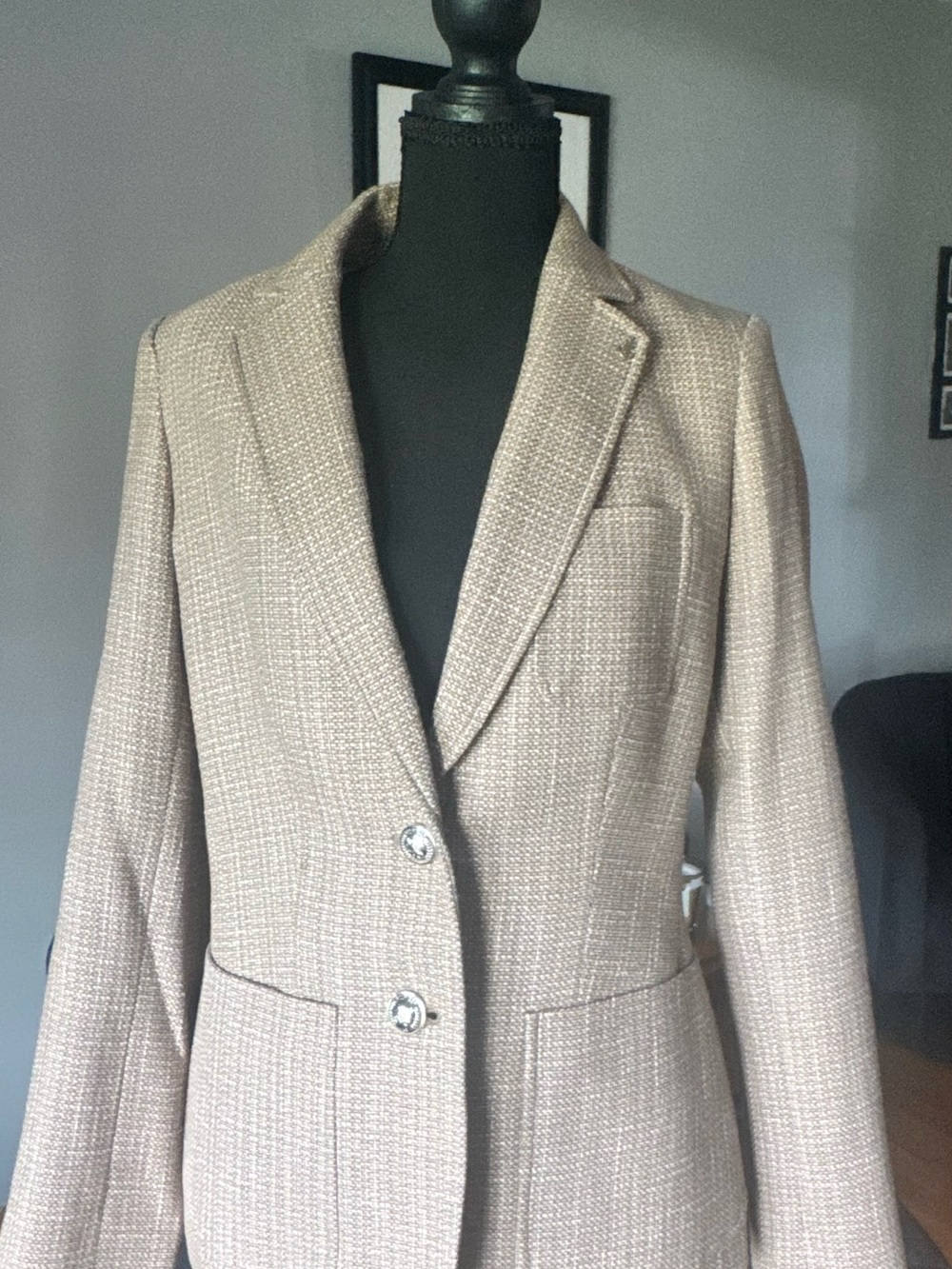 Tommy Hilfiger Neutral Beige Tweed Blazer